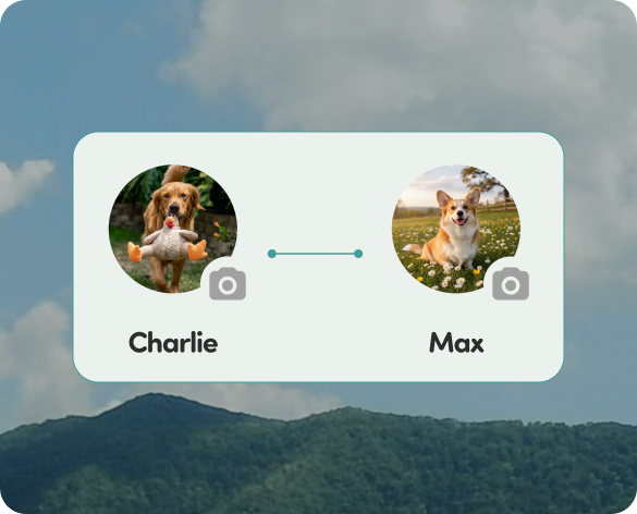 App showing Charlie matched with Max nearby